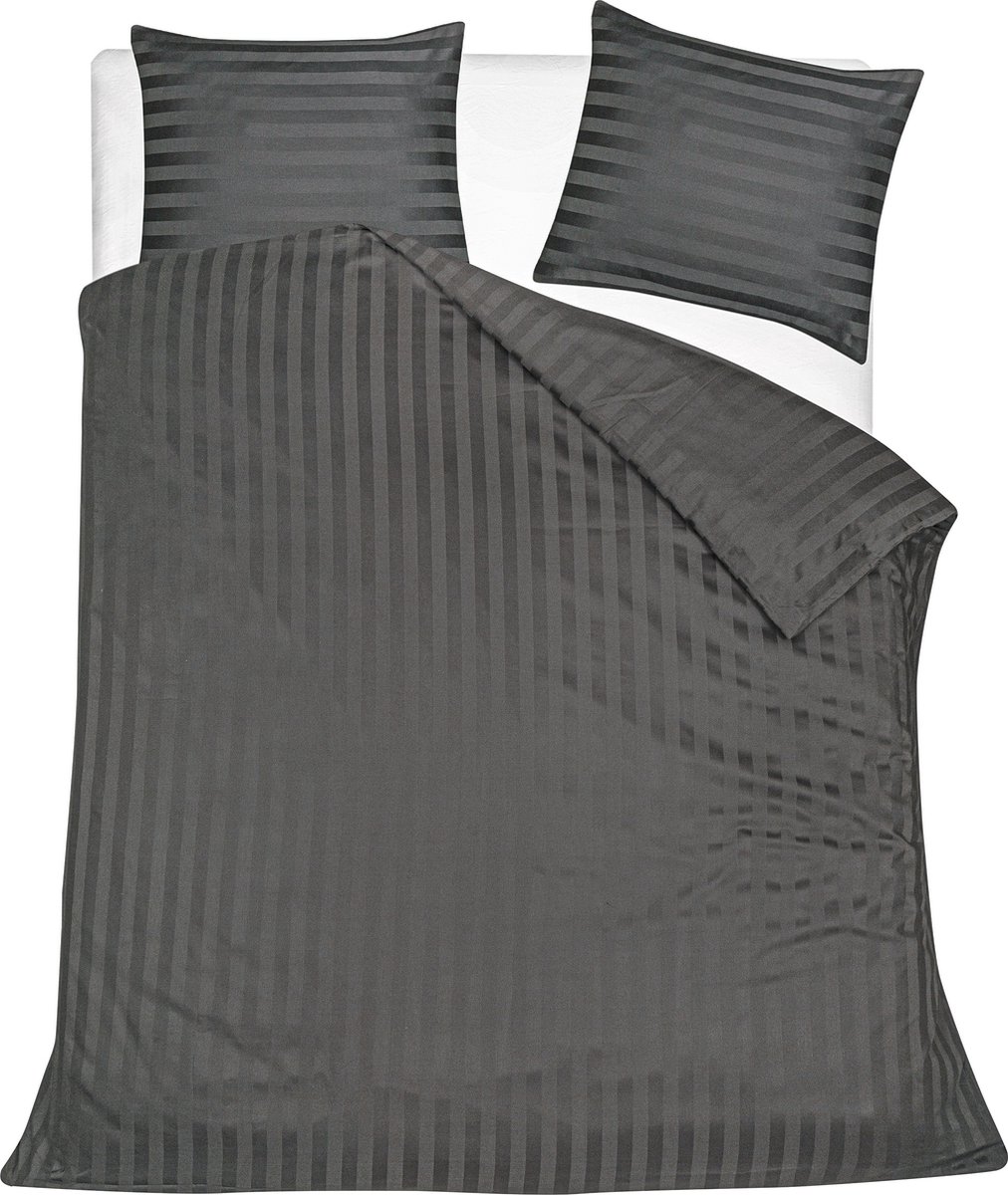Homéé hotel dekbedovertrekset CVC 27mm satijn streep 140g.m2 antraciet tweepersoons 200x200/220 + 2 slopen 60x70 cm
