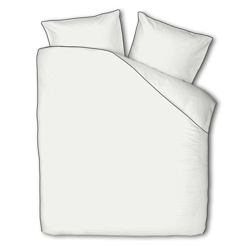 Luna Bedding Uni Piping - Wit Dekbedovertrek Lits-jumeaux (240 x 220 cm + 2 kussenslopen) Dekbedovertrek