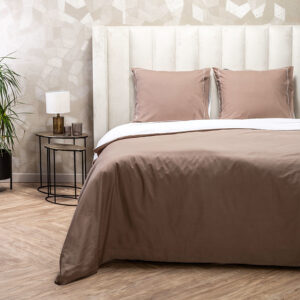 Presence Egyptisch Katoen Double Face Dekbedovertrek Kleur: Wit/taupe, 140 x 200/220 cm Dekbedovertrek