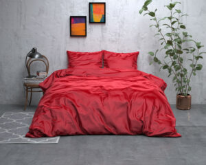 Sleeptime Elegance Satijn Geweven Uni - Rood Dekbedovertrek 2-persoons (200 x 220 cm + 2 kussenslopen) Dekbedovertrek