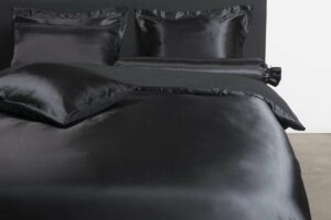 Ambianzz Bedding - Satijn Uni - Dekbedovertrek - Lits-jumeaux - 240x200/220 cm - Zwart
