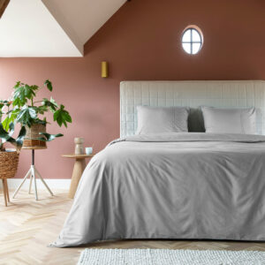 Dekbedovertrek Egyptisch Katoen Uni - Tweepersoons (200x200 cm) - Grijs Percale katoen Egyptisch Katoen - Dessin: Effen - Presence -