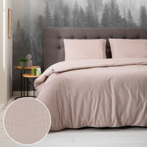 Dekbedovertrek Embossed Snake - Lits-Jumeaux (240x220 cm) - Grijs Microvezel - Dessin: Effen - Fresh & Co - Dekbed-Discounter.nl