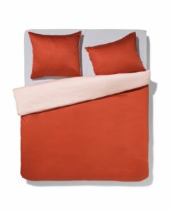 HEMA Dekbedovertrek 200x200/220 Katoensatijn Terra/roze (terra)