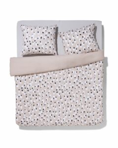 HEMA Dekbedovertrek 200x200/220 Zacht Katoen Beige Met Vegen (taupe)