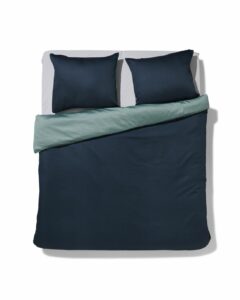 HEMA Dekbedovertrek 240x200/220 Katoensatijn Blauw/grijs (blauw)