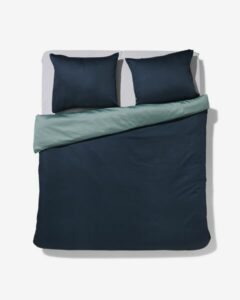 HEMA Dekbedovertrek 240x200/220 Katoensatijn Blauw/grijs (blauw)