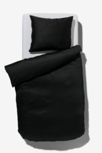 HEMA Dekbedovertrek Katoensatijn 140x220 Zwart (zwart)