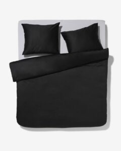 HEMA Dekbedovertrek Katoensatijn 200x220 Zwart (zwart)