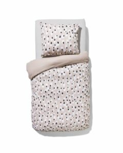 HEMA Dekbedovertrek Zacht Katoen 140x220 Veldbloemen Wit (taupe)