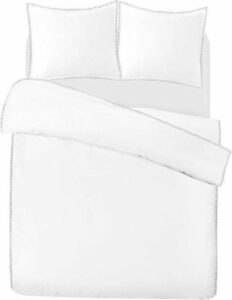 Luxe Percale Katoen Tweepersoons Dekbedovertrek Feline Wit | 200x200/220 | Zacht En Elegant | Topkwaliteit
