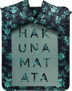 Y-NOT - Jungle Tekst Hakuna - Dekbedovertrek - Katoen - Tweepersoons - 200X200/220 cm - Groen