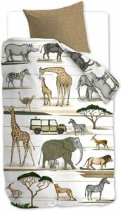 Beddinghouse Kids Jeep Safari Dekbedovertrek - Eenpersoons - 140x200/220 cm - Naturel