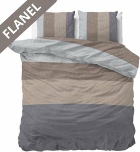 Droomtextiel Luxe Flanellen Dekbedovertrek Knitty Taupe - Eenpersoons 140x200/220 cm + 1 Kussensloop - Hoogwaardige Kwaliteit - Super Zacht - Heerlijk Warm