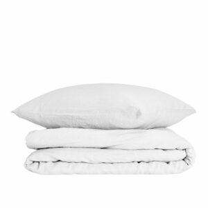 Wocha Dekbedovertrek Set - 100% Linnen (195 gr/m2) - 140x200/220 - Wit - Premium kwaliteit