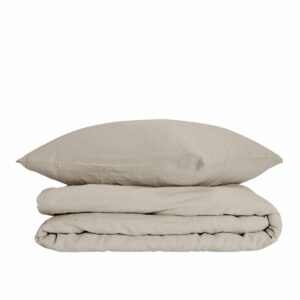 Wocha Dekbedovertrek Set - 100% Linnen (195 gr/m2) - 200x200/220 - Beige - Premium kwaliteit