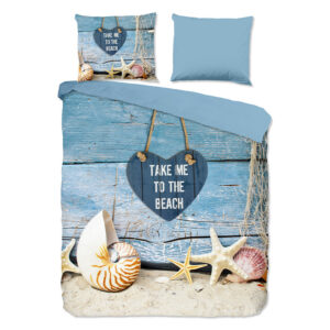 Dekbedovertrek Beach - Lits-Jumeaux (240x220 cm) - Blauw Microvezel - Dessin: Natuur - Pure - Dekbed-Discounter.nl