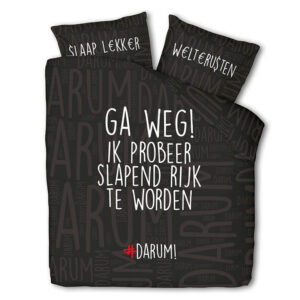 Dekbedovertrek #DARUM! Slapend Rijk - Lits-Jumeaux (240x220 cm) - Zwart Polyester-katoen - Dessin: Tekst - #DARUM! - Dekbed-Discounter.nl