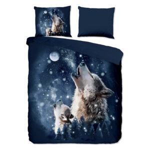 Dekbedovertrek Moon - Lits-Jumeaux (240x220 cm) - Blauw Microvezel - Dessin: Dieren - Pure - Dekbed-Discounter.nl