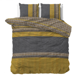 Dekbedovertrek Altor - Tweepersoons (200x200 cm) - Geel Polyester-katoen - Dessin: Strepen - Sleeptime Elegance - Dekbed-Discounter.nl