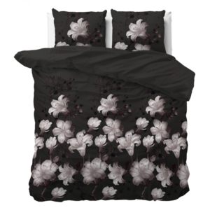 Dekbedovertrek Dark Flower - Tweepersoons (200x200 cm) - Zwart Polyester-katoen - Dessin: Bloemen - Sleeptime Elegance - Dekbed-Discounter.nl