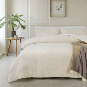 Dekbedovertrek Teddy - Eenpersoons (140x220 cm) - Creme Microvezel - Dessin: Patroon, Luxe - Sleeptime - Dekbed-Discounter.nl