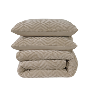 Dekbedovertrek Teddy - Eenpersoons (140x220 cm) - Taupe Microvezel - Dessin: Patroon, Luxe - Sleeptime - Dekbed-Discounter.nl