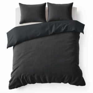 Dekbedovertrek Teddy - Lits-Jumeaux (240x220 cm) - Antraciet Microvezel - Dessin: Effen - Sleeptime Glamour - Dekbed-Discounter.nl