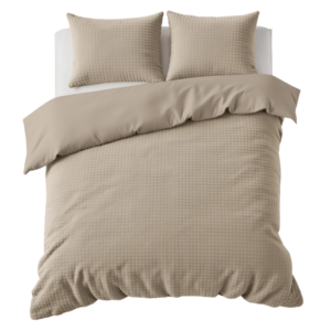 Dekbedovertrek Teddy - Tweepersoons (200x220 cm) - Taupe & Antraciet Microvezel - Dessin: Effen - Sleeptime Glamour - Dekbed-Discounter.nl