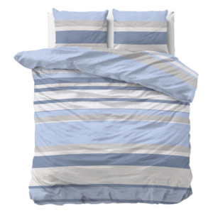 Dekbedovertrek Day - Tweepersoons (200x200 cm) - Blauw Microvezel - Dessin: Strepen - Sleeptime - Dekbed-Discounter.nl