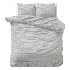 Dekbedovertrek Paolo - Lits-Jumeaux (240x220 cm) - Wit & Grijs Microvezel - Dessin: Ruiten, Patroon - Sleeptime - Dekbed-Discounter.nl