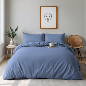 Dekbedovertrek Percale Katoen Uni - Lits-Jumeaux (240x220 cm) - Blauw Percale katoen - Dessin: Effen - Dreamhouse - Dekbed-Discounter.nl