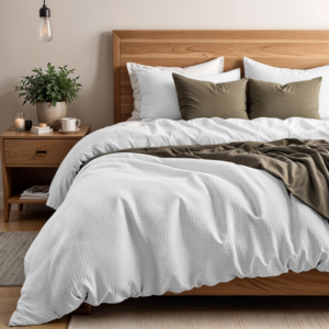 Dekbedovertrek Percale - Lits-Jumeaux (240x220 cm) - Wit Percale katoen - Dessin: Luxe, Wafel - Primaviera Deluxe - Dekbed-Discounter.nl