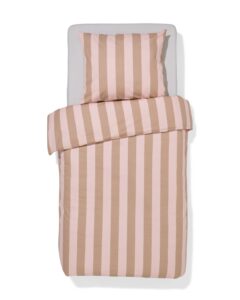 HEMA Dekbedovertrek 140x200/220cm Zacht Katoen Strepen Roze (lichtroze)
