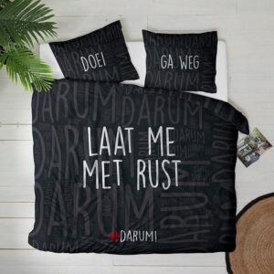 Dekbedovertrek #DARUM! Laat Me met Rust Dekbedovertrek - Tweepersoons (200x200 cm) - Zwart Microvezel - Dessin: Tekst - #DARUM! -
