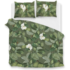 Dekbedovertrek Kelly - Eenpersoons (140x200 cm) - Groen Katoen-satijn - Dessin: Bloemen - Zo!Home - Dekbed-Discounter.nl