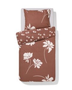 Dekbedovertrek Gebloemd Bruin – katoen – 140 x 200 / 140 x 220