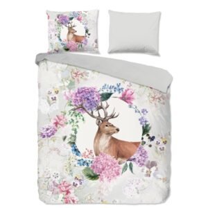 Dekbedovertrek Gebloemd – Meerkleurig,Grijs – Flanel/Katoen – 200 x 200