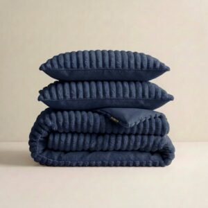 Dekbedovertrek Gestreept – Navy – Microvezel/Teddy – 140 x 200