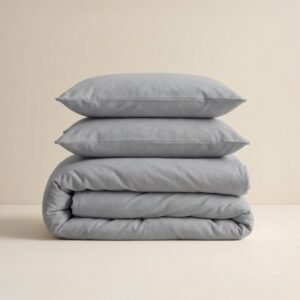 Dekbedovertrek Effen – Grijs – Flanel – 140 x 200