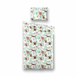Kinder dekbedovertrek Met print – Bruin,Groen – Polyester-katoen – 140 x 200