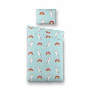 Kinder dekbedovertrek Gebloemd – Blauw – Polyester-katoen – 140 x 200