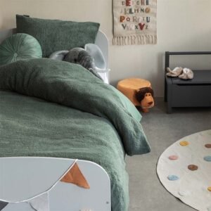 Kinder dekbedovertrek Effen – Groen – Microvezel/Teddy