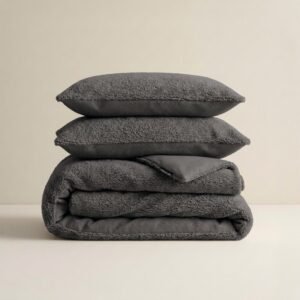 Dekbedovertrek Effen – Antraciet – Microvezel/Teddy – 240 x 220